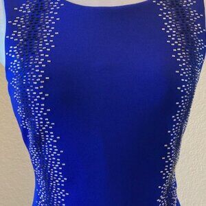 Calvin Klein: Royal Blue sleeveless dress with beading - size 6